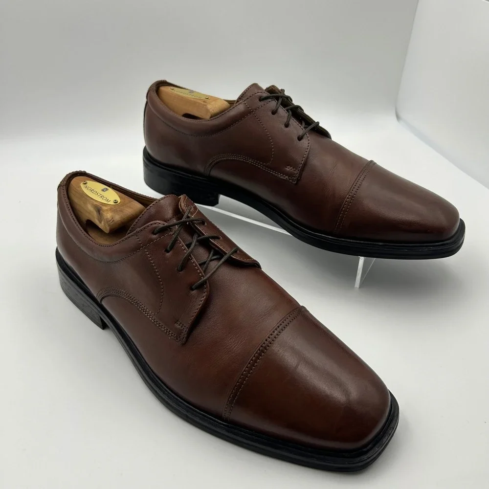 Florsheim‎ Cap Toe Derby Mens 10.5D Brown Leather Dress Shoes Classic Business